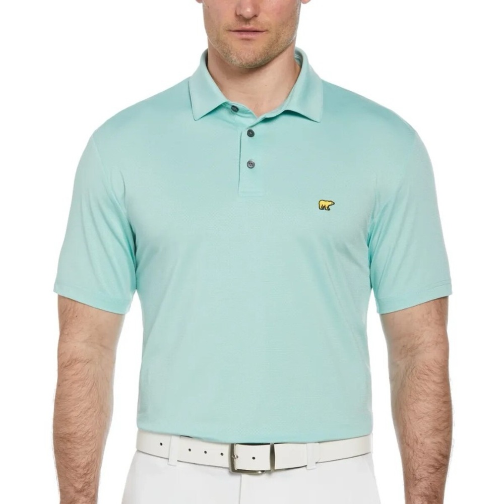 Jack Nicklaus Short Sleeve Golden Bear Textured Golf Polo Shirt Mint Green XXL